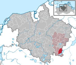 Elhelyezkedése Mecklenburg-Elő-Pomeránia térképén