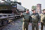 Russian Minister of Defence, General Sergei Shoigu (In the middle), wearing an office uniform in EMR