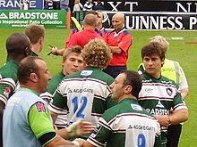 Pascal Peyron (à gauche) & Christophe Laussucq lors d'un match amical entre Leicester et Montauban