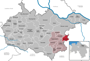 Poziția Vierhöfen pe harta districtului Harburg