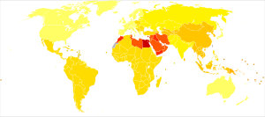 Нарушения на зрението (свързани с възрастта) карта на света - DALY - WHO2002.svg