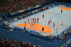 Action lors du match pour la 3e place entre la Croatie et l'Espagne.