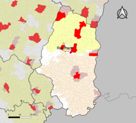 Localisation de l'aire d'attraction de Rouffach dans le département du Haut-Rhin.