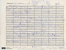 Handwritten sheet music by Coltrane, with notes surrounding it