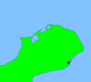 Lage der Bahía de Cocinetas (dunkelblau) auf der Guajira-Halbinsel