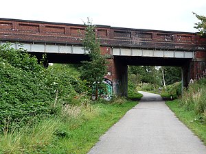 Bridge carrying St Werburgh's Road over the Fallowfield Loop Cycleway - geograph.org.uk - 1675562.jpg