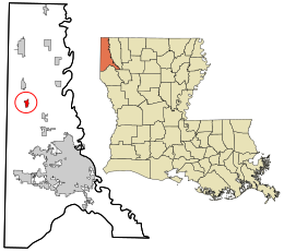 Caddo Parish Louisiana incorporated and unincorporated areas Mooringsport highlighted.svg