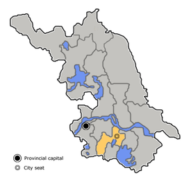 Location of Changzhou City jurisdiction in Jiangsu