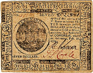Continental Currency $7 banknote obverse (February 26, 1777).jpg