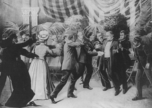Czolgosz shoots President McKinley with a concealed revolver, at Pan-American Exposition reception, Sept. 6th, 1901.png