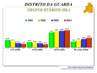 Nº de habitantes por grupos etários – de 1981 a 2011