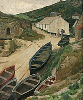 Ernest Procter, Porthgwarra, oil on canvas, Penlee House