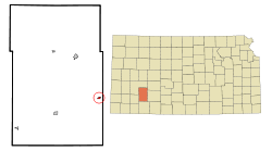 Location within Gray County and Kansas
