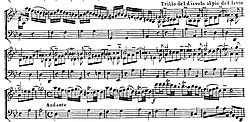 Giuseppe Tartini: „Ďáblův trylek u nohou posele“, sonáta g moll „Ďáblův trylek“. 1. vydání: „L'Art du Violon“ kolem roku 1799.