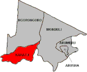 Map of Arusha Region's Districts with Karatu highlighted.