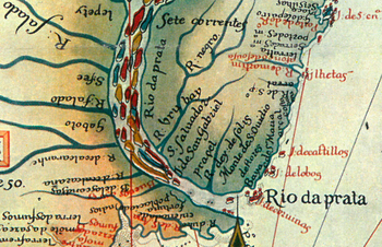 Mapa portugués de 1574 con Montevideo como "Monte S. Ovidio".