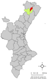 Localización de Catí en la COmunidad Valenciana