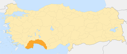 Разположение на Анталия в Турция