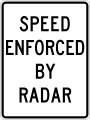 Speed Enforced by Radar R48(CA)