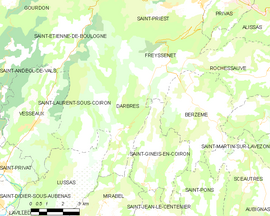 Mapa obce Darbres