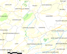 Mapa obce Torteval-Quesnay