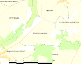 Mapa obce Poursay-Garnaud