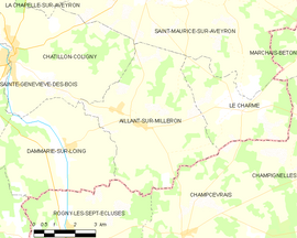 Mapa obce Aillant-sur-Milleron