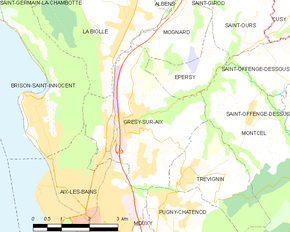 Poziția localității Grésy-sur-Aix