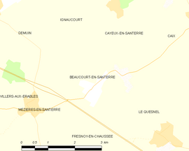 Mapa obce Beaucourt-en-Santerre