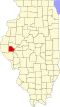Mapa de Illinois con la ubicación del condado de Brown