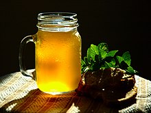 Kvass is an ancient and traditional Russian beverage. Mint bread kvas.jpg