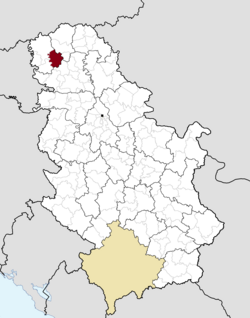 Локација на општина Кула во рамките на Србија