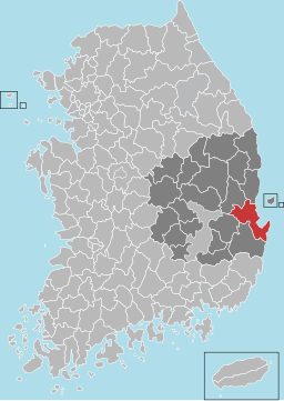 Pohangs läge i Norra Gyeongsang