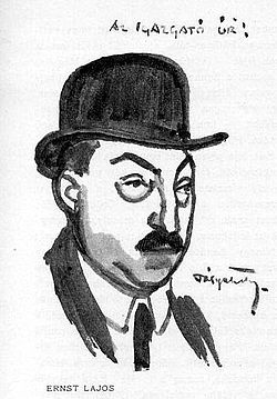 Pólya Tibor karikatúrája Ernst Lajos igazgató úrról (1915) A grafika a Japán Kávéházban készült
