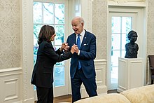 Vice President Kamala Harris meets with President Joe Biden in the Oval Office, 2022. P20220509AS-1282 (52143938268).jpg