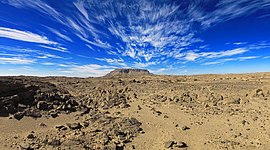 Panorama sky and earth Algerian desert. Photographer: Bouslah Lotfi