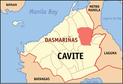 Карта Кавите с выделенным Дасмариньясом