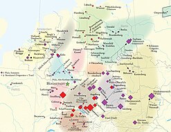 Karte mit Prägestätten der bestimmbaren Münzen (Ausschnitt)