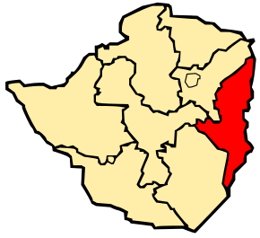 Harta provinciei Manicaland în cadrul Zimbabwe