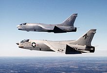 A section of VFP-206 RF-8G Crusaders in late 1986 when they were last F-8s in U.S. Naval service. RF-8Gs VFP-206 in flight 1986.JPEG