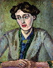 Virginia Woolf auf einem Portrait von Roger Fry, um 1917