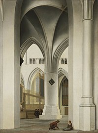 Pieter Saenredam, Le Chœur de l’église Saint-Bavon à Haarlem, vue de la Kerstkapel (1636).
