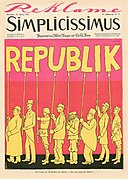 Caricatura da República de Weimar como "república sem republicanos". Bagaría e Castelao receberiam grande influência desses autores