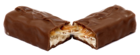 A split Snickers bar