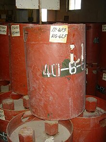 Soviet chemical weapons canisters from a stockpile in Albania.jpg