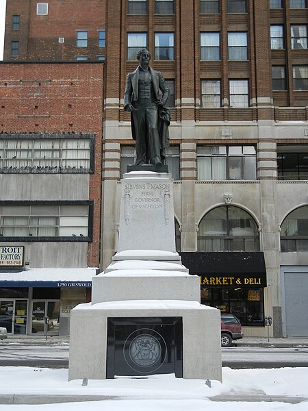 Remodeled Stevens T Mason Monument in Detroit, courtesy of the Wikipedia Commons