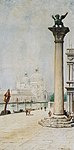 Utsikt mot Santa Maria della salute från Piazzettan i Venedig (u. å.)