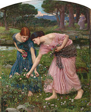 segunda pintura de Waterhouse com mesmo nome: Gather Ye Rosebuds While Ye May (Waterhouse painting 1909)