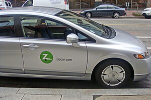 English: Zip car carsharing service at downtow...