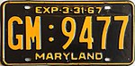 Номерной знак Мэриленда 1966-67 годов.JPG